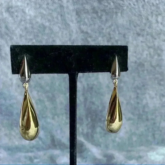 Savvy Cie Jewels 18k Gold Plated Two-Tone Drop Earrings NWT - Picture 3 of 5
